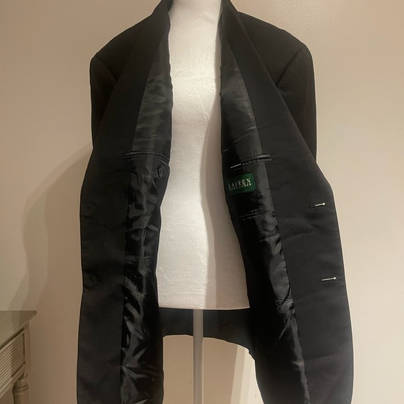 Lauren Ralph Lauren Men’s Black Wool Blazer Sport Coat Jacket 44R Two-Button - Picture 3 of 11